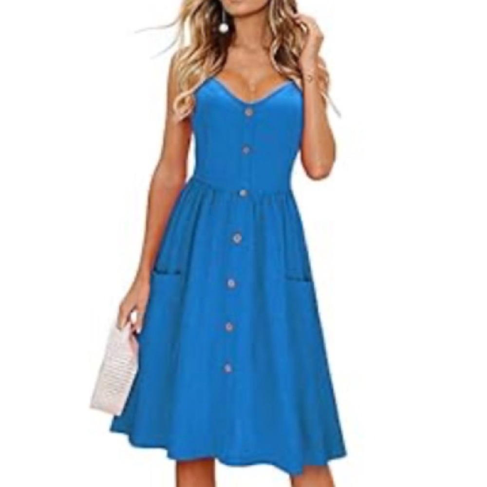 Blue Button-Down Summer Dress